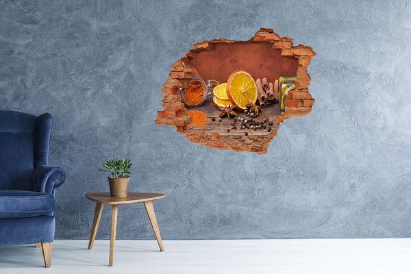 3D wall hole wallpaper A mixture of spices