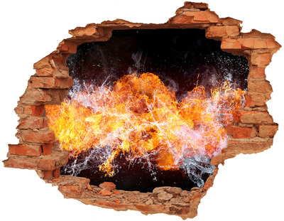 Hole in the wall decal Fire in the wall hole