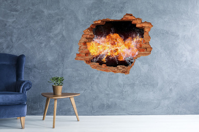 Hole in the wall decal Fire versus water