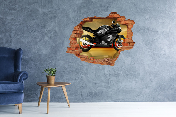Hole in the wall decal Motorcycle on fire