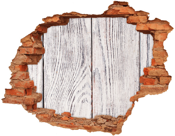 3D wall hole wallpaper Wooden board in a damaged wall