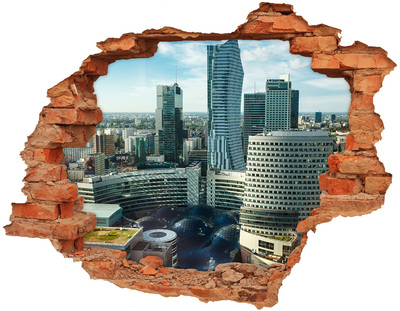 Hole in the wall sticker View of the modern city