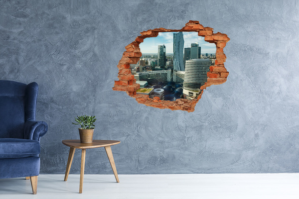 Hole in the wall sticker View of the modern city