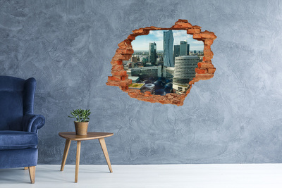 Hole in the wall sticker View of the modern city