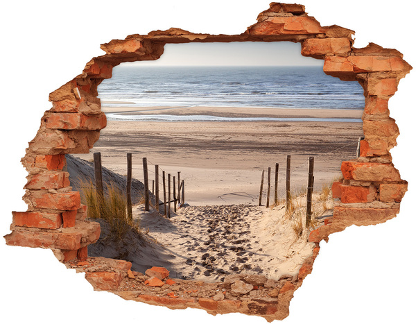 Hole wall sticker The road to the beach