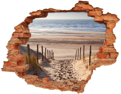 Hole wall sticker The road to the beach