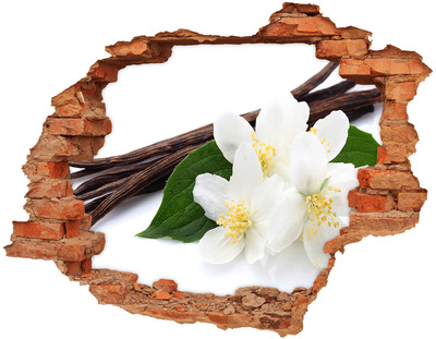 Hole in the wall sticker Jasmine flowers in concrete