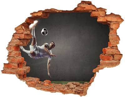 Hole wall sticker Football jump in action