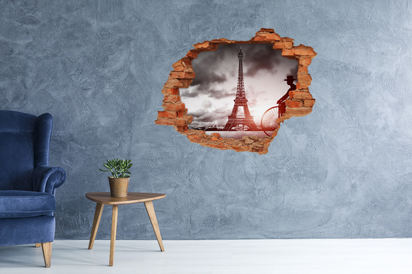 3D wall hole The Eiffel Tower in Paris