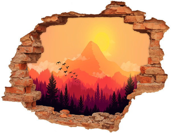 Hole wall sticker Sunset in the mountains