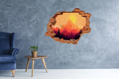 Hole wall sticker Sunset in the mountains