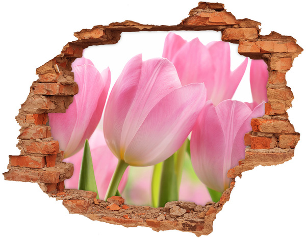 Hole wall sticker Pink tulips