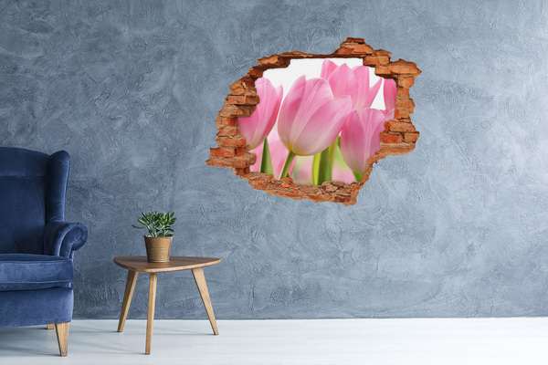 Hole wall sticker Pink tulips