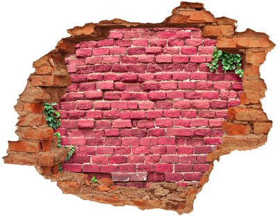 Hole wall sticker Red brick in the wall