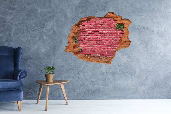 Hole wall sticker Red brick in the wall