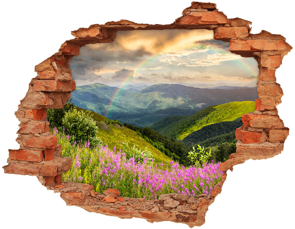 Hole wall sticker Rainbow mountain landscape