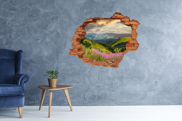 Hole wall sticker Rainbow mountain landscape