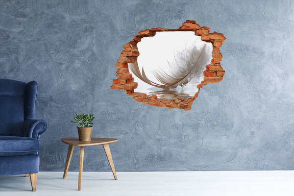 Hole in the wall decal Delicate feathers in the water