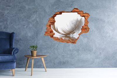 Hole in the wall decal Delicate feathers in the water