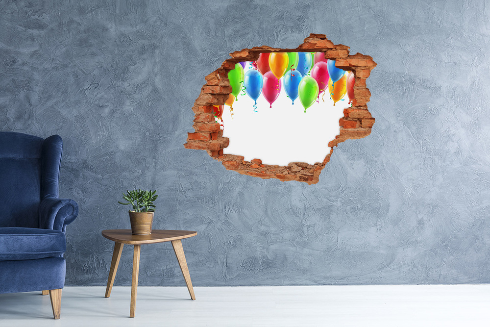 Hole in the wall sticker Colorful balloons