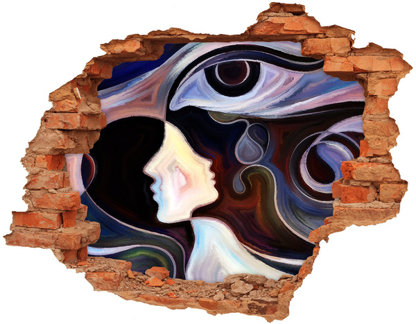 Hole in the wall sticker Faces in the chaos of colors