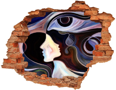 Hole in the wall sticker Faces in the chaos of colors