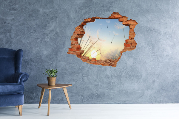 Hole in the wall decal Flower landscape at sunrise
