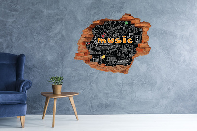 3D wall hole wallpaper The musical world behind the wall