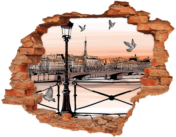 Hole in the wall decal Paris sunset