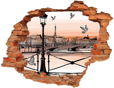 Hole in the wall decal Paris sunset
