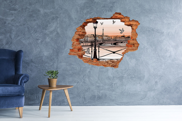 Hole in the wall decal Paris sunset