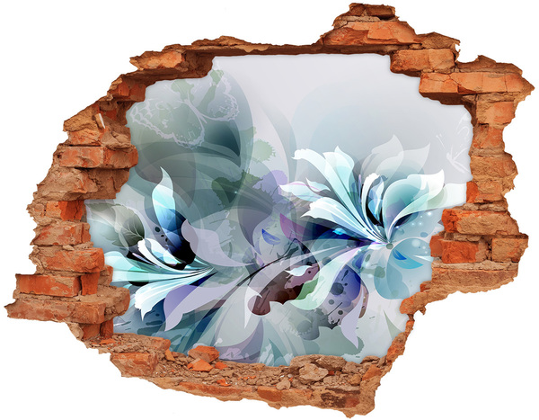 3D wall hole wallpaper Floral illusion in concrete