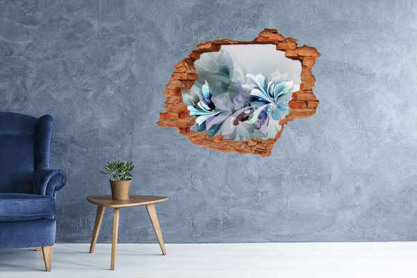 3D wall hole wallpaper Floral illusion in concrete