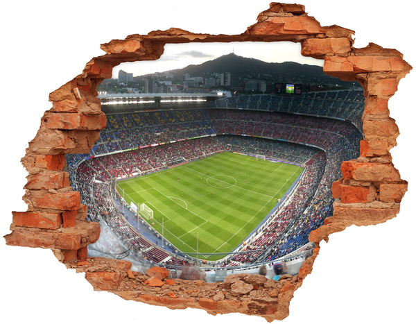 3D wall hole wallpaper The football stadium in action