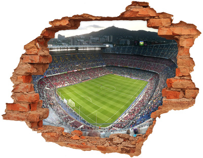 3D wall hole wallpaper The football stadium in action