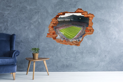 3D wall hole wallpaper The football stadium in action
