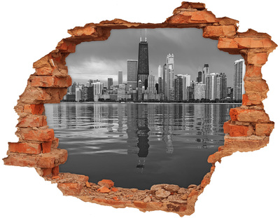 Hole in the wall sticker View of the city from the water