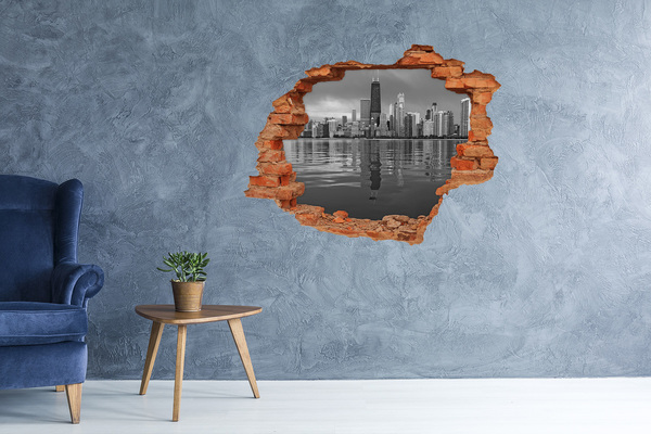 Hole in the wall sticker View of the city from the water