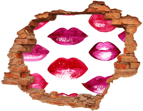 Hole in the wall sticker Lips in rainbow colors