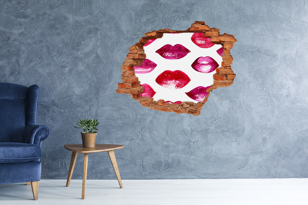 Hole in the wall sticker Lips in rainbow colors