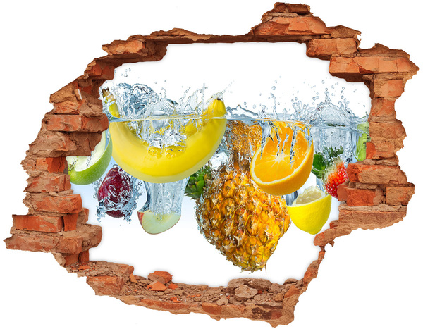 Hole wall sticker Fruit waterfall in concrete