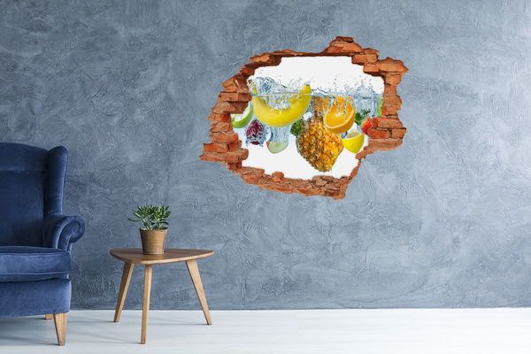 Hole wall sticker Fruit waterfall in concrete