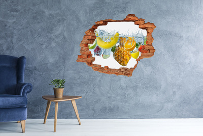 Hole wall sticker Fruit waterfall in concrete