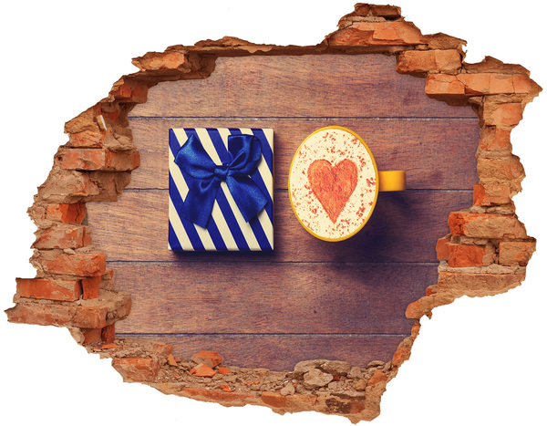 3D wall hole Coffee gift with a heart