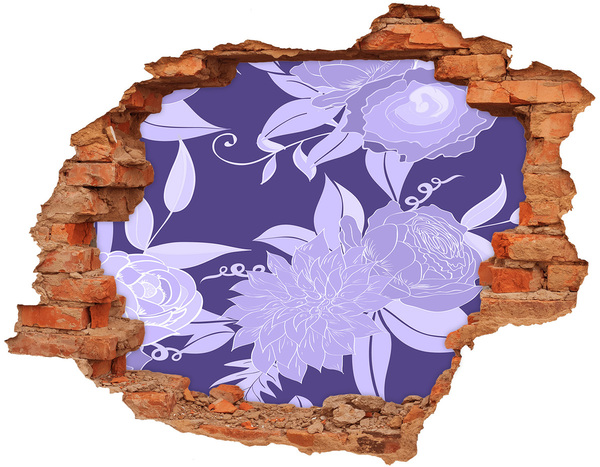 3D wall hole Floral motif on a purple background
