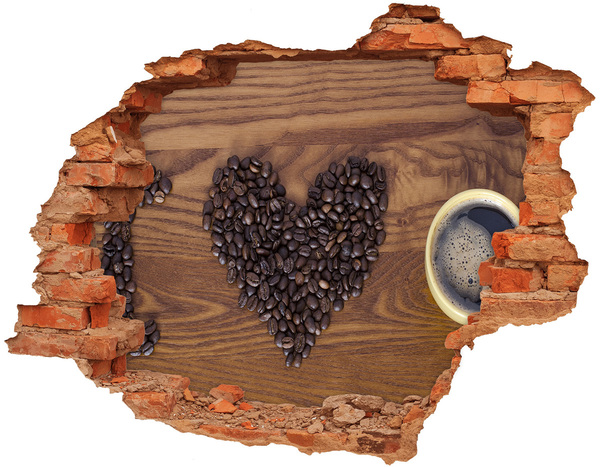 Hole wall sticker Coffee and a heart of beans