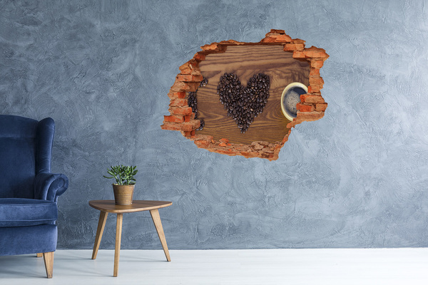 Hole wall sticker Coffee and a heart of beans
