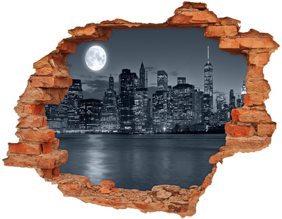 Hole wall sticker New York at night