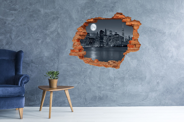 Hole wall sticker New York at night