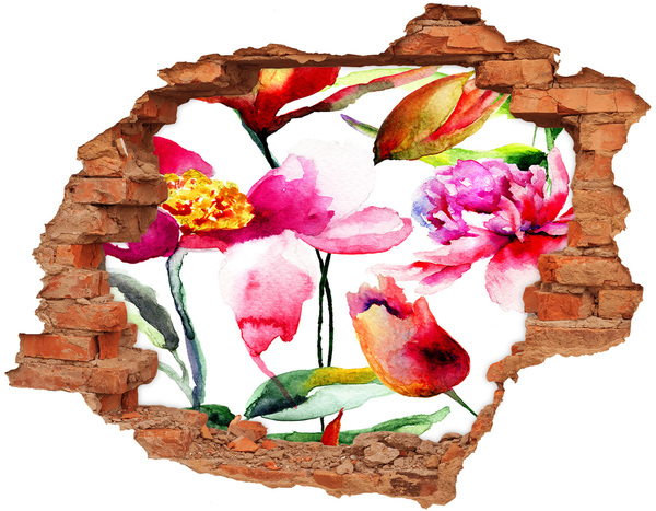 3D wall hole wallpaper Flower garden behind the wall